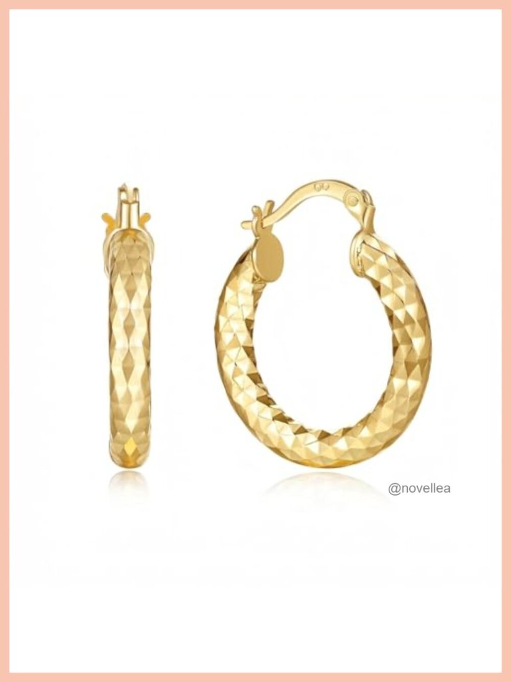 14K Gold Hoop Earrings Shiny Round Hoop for Women
